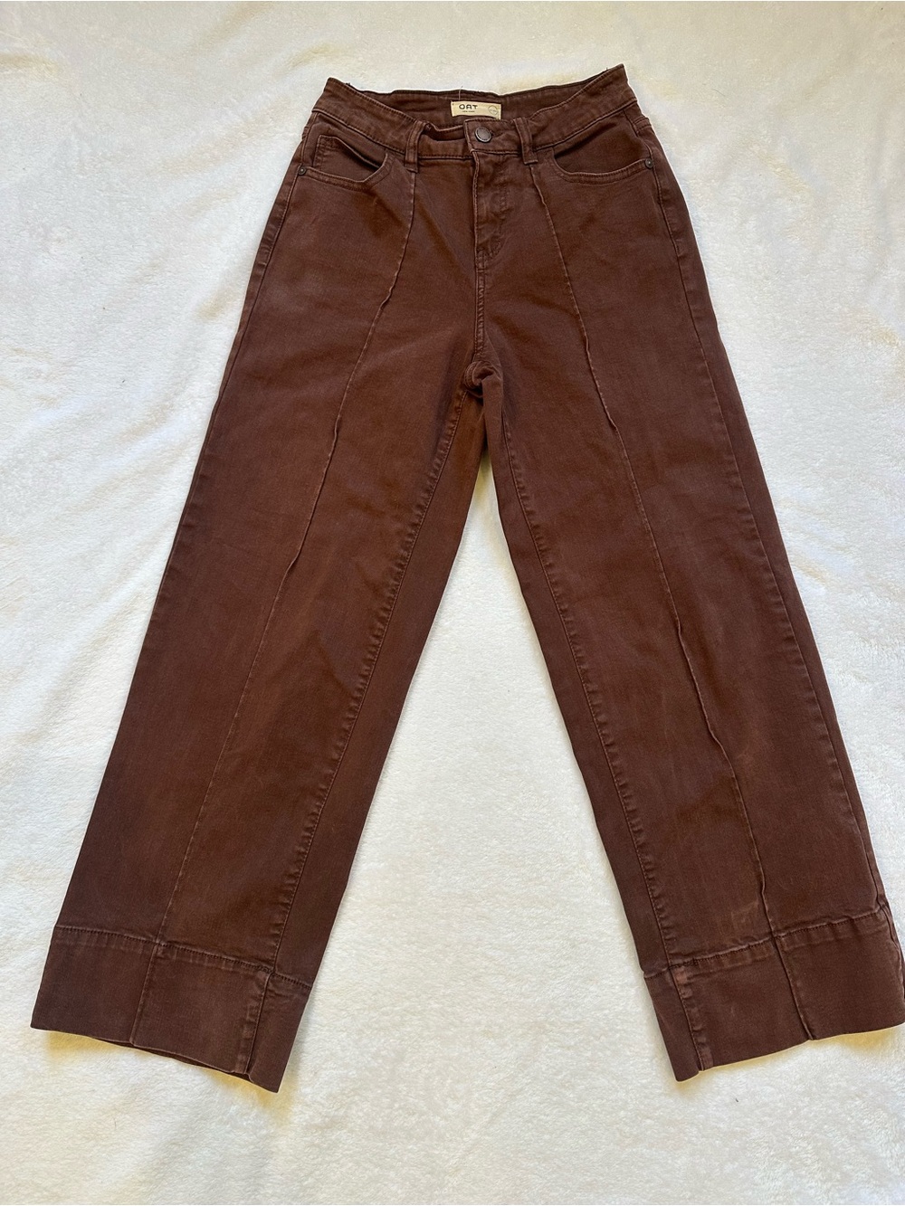 Oat New York High-Rise Wide-Leg Jeans in Brown